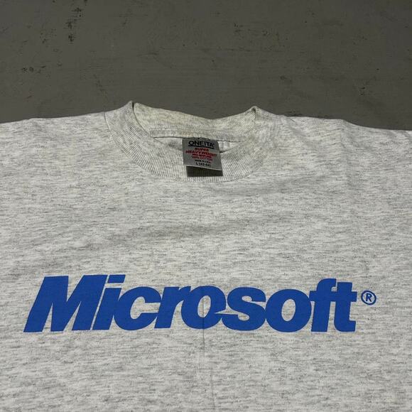 **Grey Oneita Vintage 90s Windows Microsoft Software Graphic T-Shirt** - Picture 2 of 4